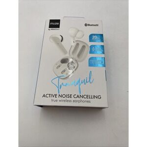 Muze by Vivitar Tranquil Active Noise Cancelling True Wireless Earbuds White NEW